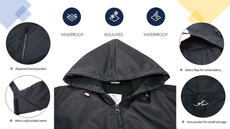 Adoretex 100% Waterproof Swim Parka, Hooded Warm Scuba Coat Surf Jacket for Men and Women (PK008) - Black/Black - M - Image 4